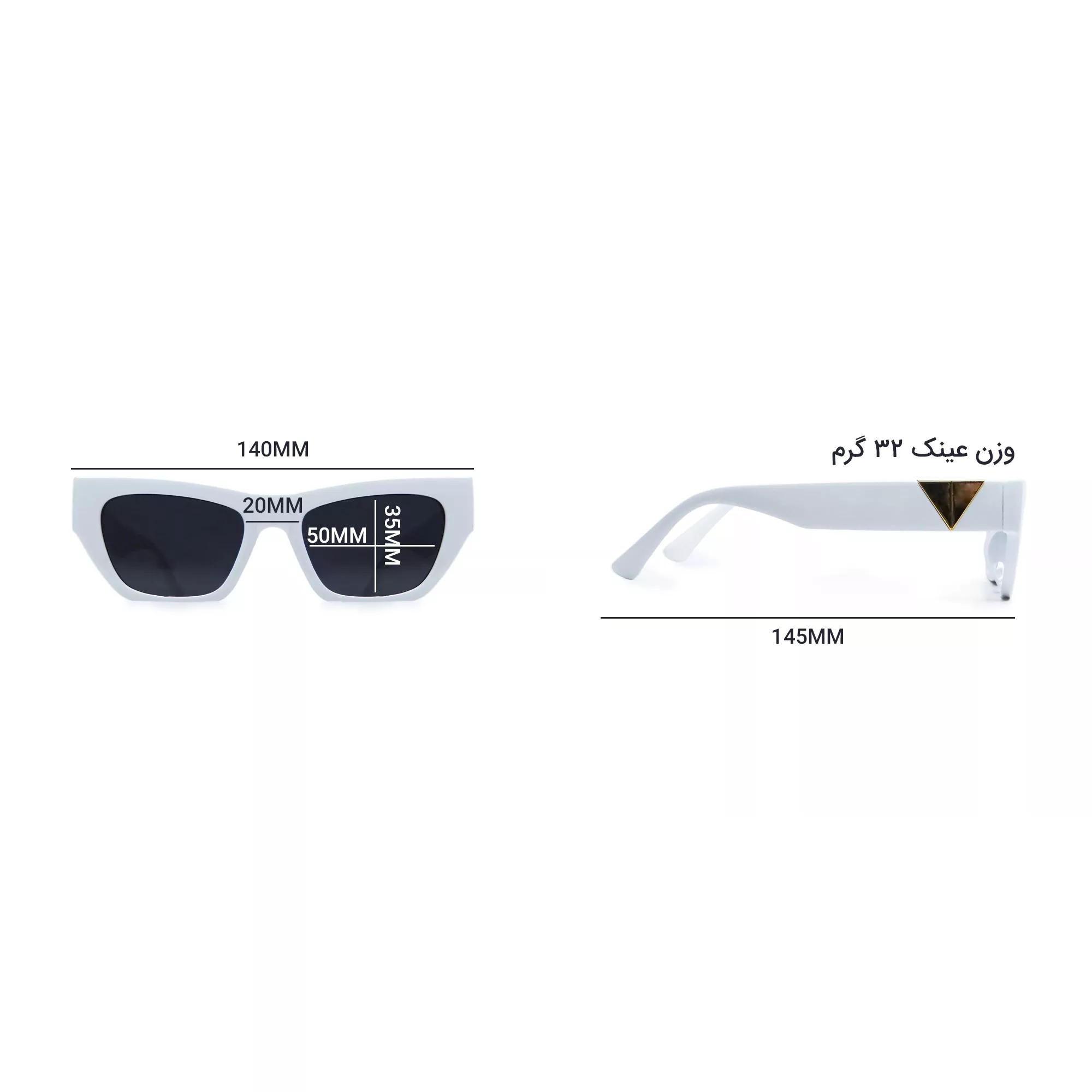 عینک آفتابی زنانه فریم سفید Porcelain Anchor 8581